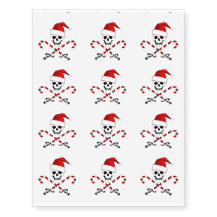 Jolly Roger Pirate Santa Temporary Tattoo Stickers