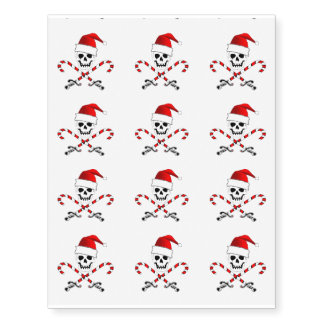 Jolly Roger Pirate Santa Temporary Tattoo Stickers