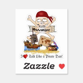 Jolly Roger  Pirate Ship & Pirate's Chest Sticker by gravityx9 at Zazzle