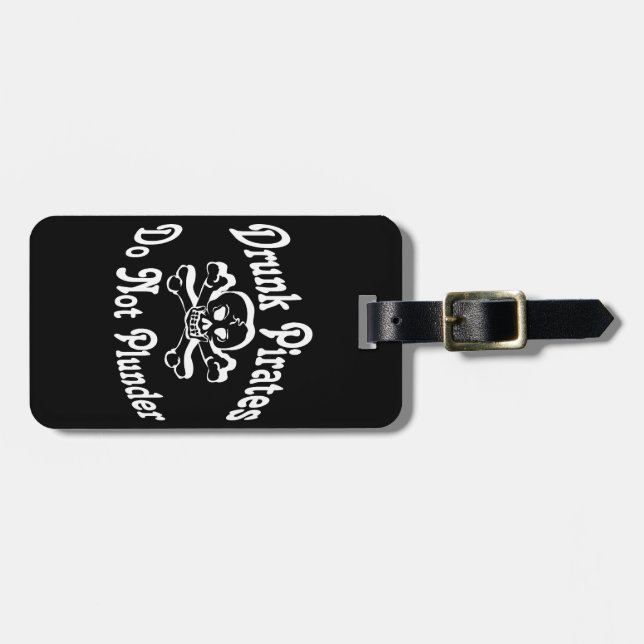 Jolly Roger Pirate Skull Bone Luggage Tag (Front Horizontal)