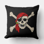 Jolly Roger Pirate Skull Bones Red Bandanna Larger Throw Pillow at Zazzle
