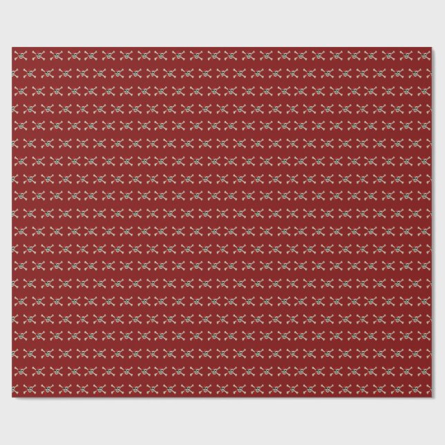 Jolly Roger Pirate Skull Bones Red Bandanna Wrapping Paper (Flat)