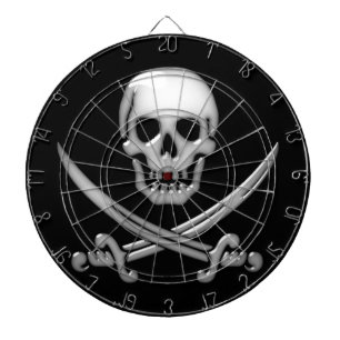 Jolly Roger Pirate Skull Dartboard With Darts