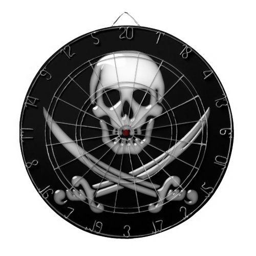 Jolly Roger Pirate Skull Dartboard With Darts