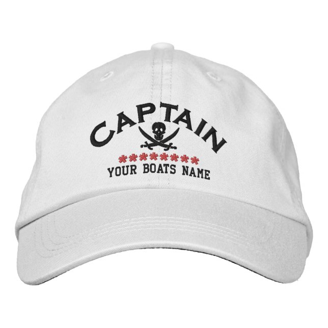 Jolly roger pirate skull embroidered baseball cap (Front)
