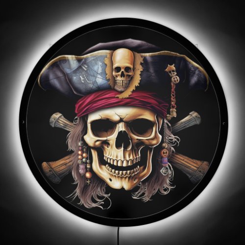 Jolly Roger Pirate Skull LED Sign