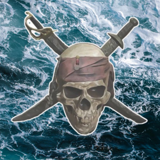 Jolly ROGER Pirate Skull sticker (Pirate Decal. Brand new pirate vinyl sticker can be placed on car windows, laptops, boats, car)
