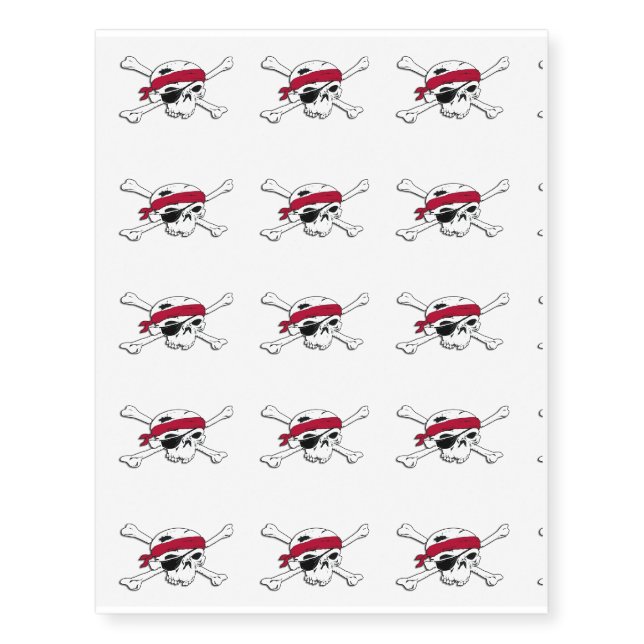 Jolly Roger Pirate Skull Temporary Tattoo Stickers (Front)