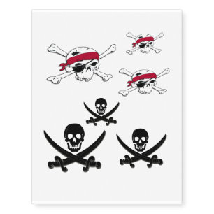 Jolly Roger Pirate Skull Temporary Tattoo Stickers