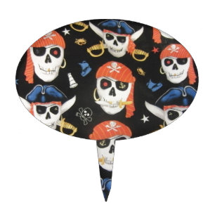 Jolly Roger Pirate Skulls Cake Topper