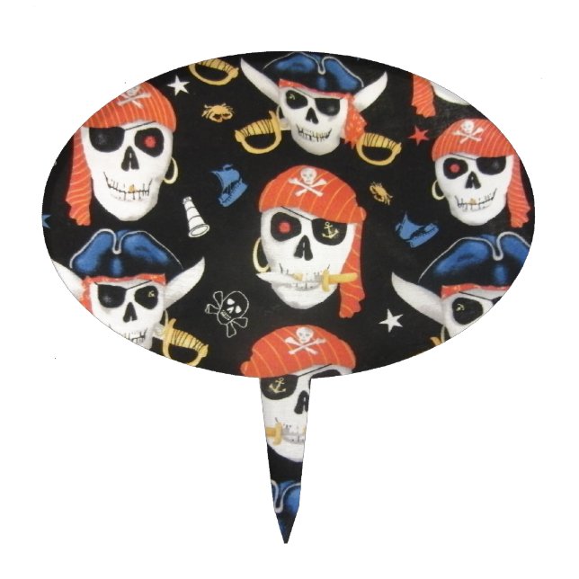 Jolly Roger Pirate Skulls Cake Topper (Front)