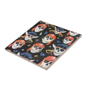 Jolly Roger Pirate Skulls Ceramic Tile