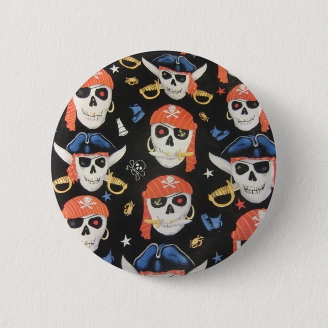 Jolly Roger Pirate Skulls Pinback Button (Front)
