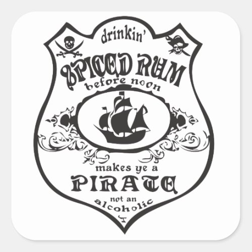 Jolly Roger Pirate Square Sticker