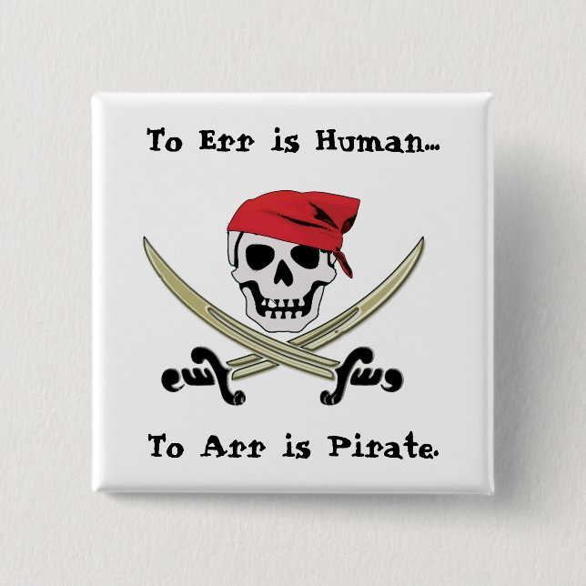 Jolly Roger Pirate Talk Pin Button (Front)