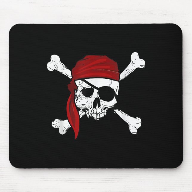 Jolly Roger Pirate Tee Fun Pirates Skull And Cross Mouse Pad (Front)