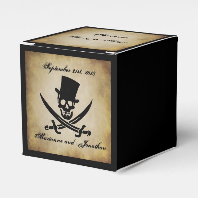 Jolly Roger Pirate Wedding Favor Box (Front Side)