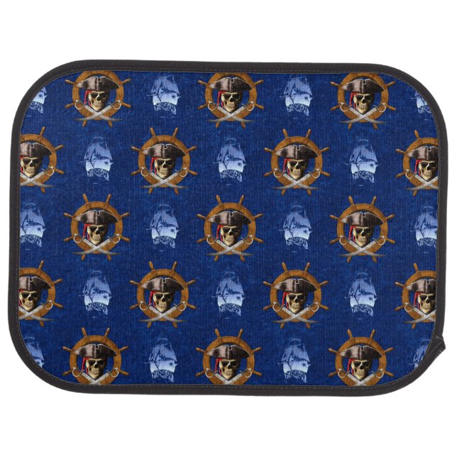 Jolly Roger Pirate Wheel Car Floor Mat (Rear)