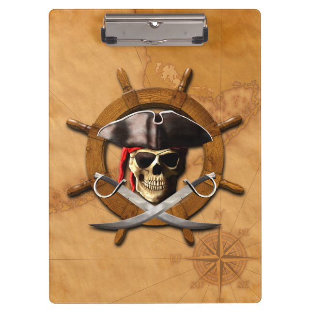 Jolly Roger Pirate Wheel Clipboard (Front)