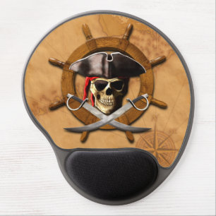 Jolly Roger Pirate Wheel Gel Mouse Pad