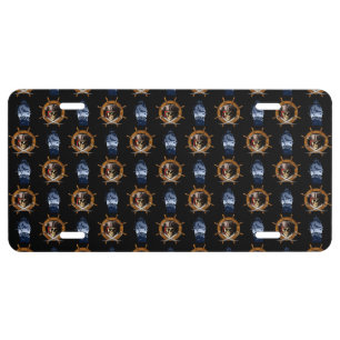 Jolly Roger Pirate Wheel License Plate