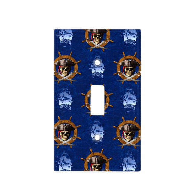 Jolly Roger Pirate Wheel Light Switch Cover (Front)