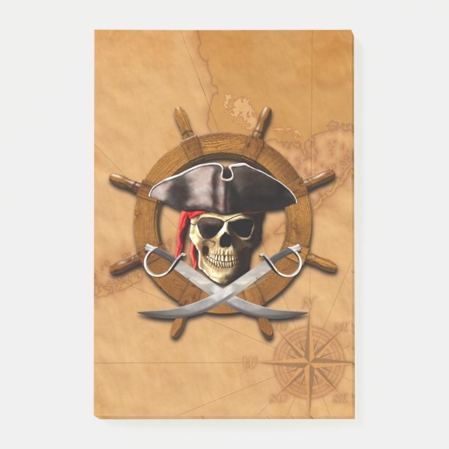 Jolly Roger Pirate Wheel Post-it Notes (Front)
