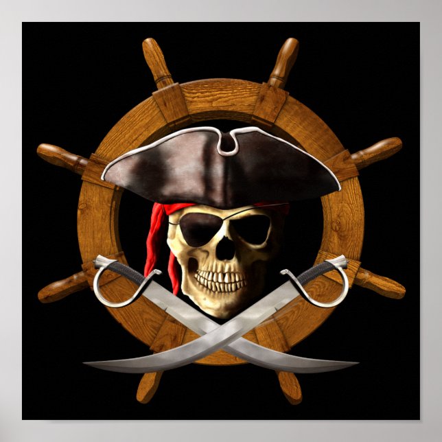 Jolly Roger Pirate Wheel Poster (Front)
