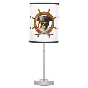 Jolly Roger Pirate Wheel Table Lamp