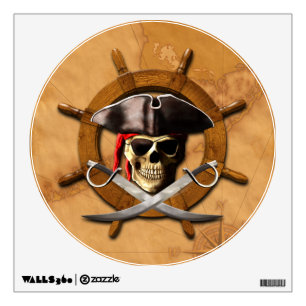 Jolly Roger Pirate Wheel Wall Sticker