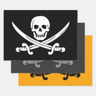Jolly Roger Pirate Wrapping Paper Sheets