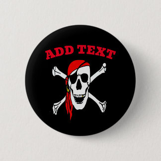 Jolly Roger Pirates Skull and Bones Button