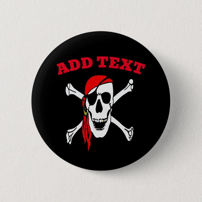 Jolly Roger Pirates Skull and Bones Button (Front)
