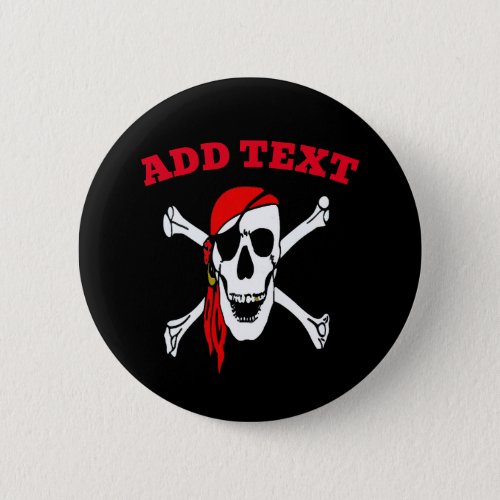 Jolly Roger Pirates Skull and Bones Button
