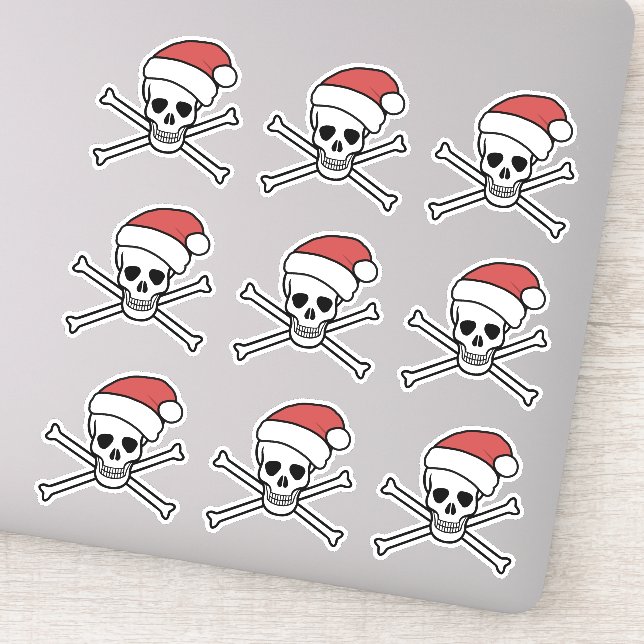 Jolly Roger poison skull and bones pirate santa Sticker (Detail)