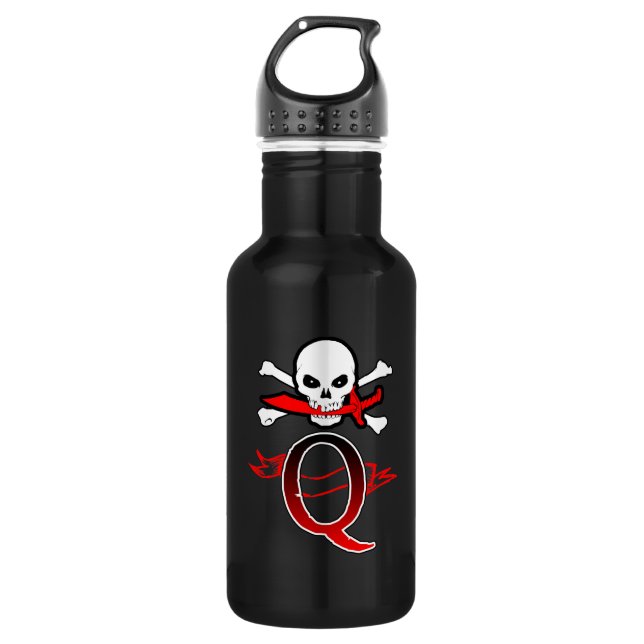 Jolly Roger Q Monogram Initial Water Bottle (Front)