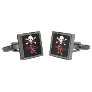 Jolly Roger R Monogram Initial Cufflinks