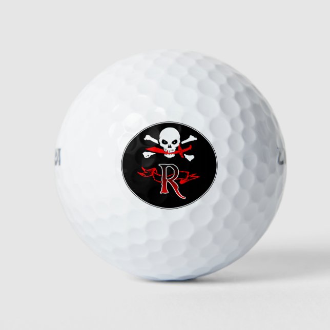 Jolly Roger R Monogram Initial Golf Balls (Front)