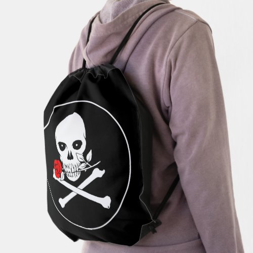 Jolly Roger Rose Drawstring Backpack