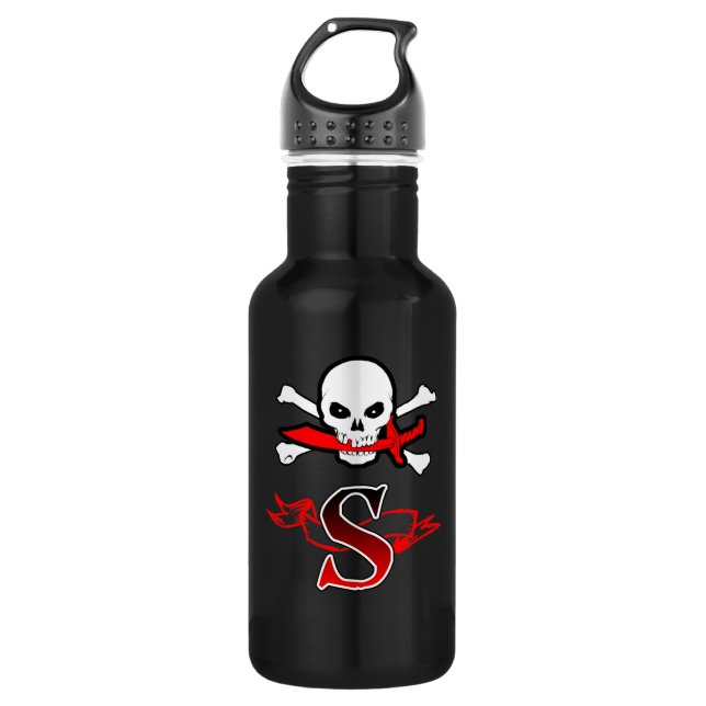 Jolly Roger S Monogram Initial Stainless Steel Water Bottle (Front)