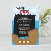 Jolly roger ship pirate birthday party invitation (Standing Front)