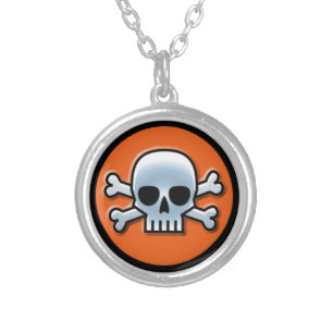 Jolly Roger Silver Plated Necklace