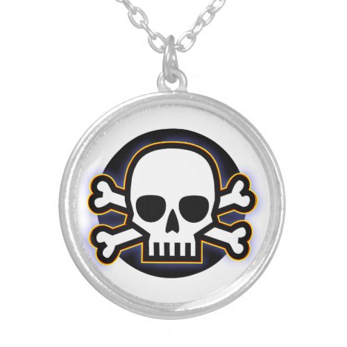 Jolly Roger Silver Plated Necklace