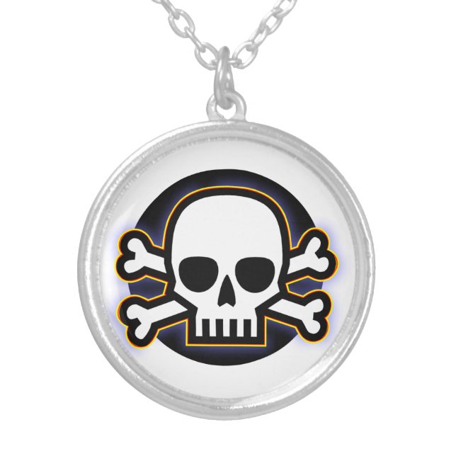 Jolly Roger Silver Plated Necklace (Front)