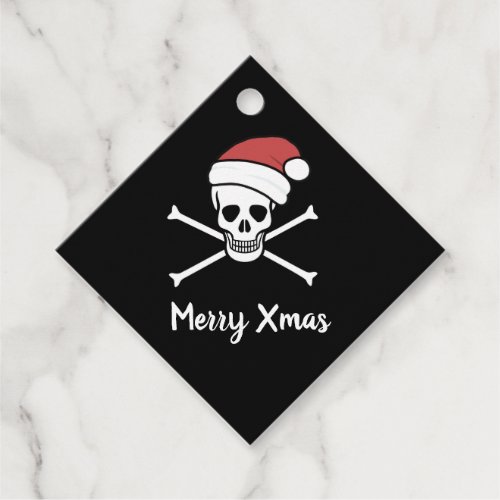 Jolly roger skull and bones Christmas santa Favor Tags