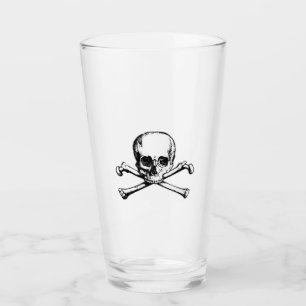 Jolly Roger Skull and Cross Bones Pirate Glass