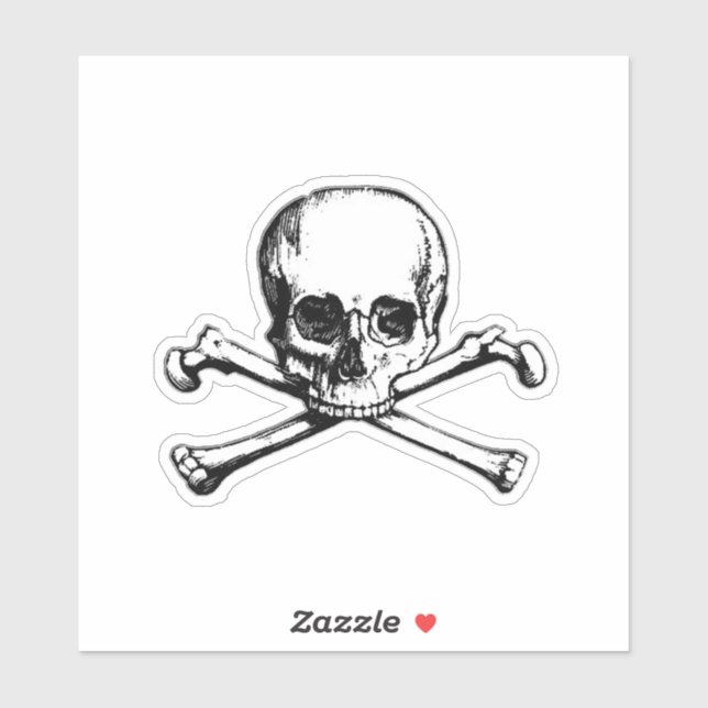 Jolly Roger Skull and Cross Bones Pirate Sticker (Sheet)