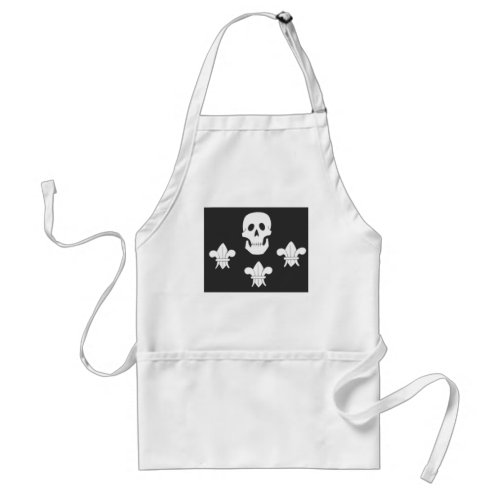JOLLY ROGER SKULL AND THREE LILIES FLAG ADULT APRON