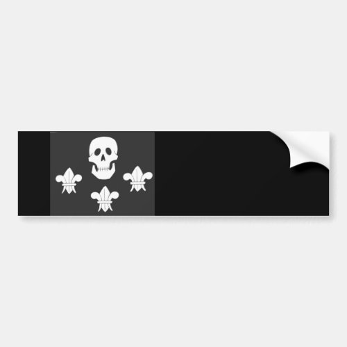 JOLLY ROGER SKULL AND THREE LILIES FLAG BUMPER STICKER