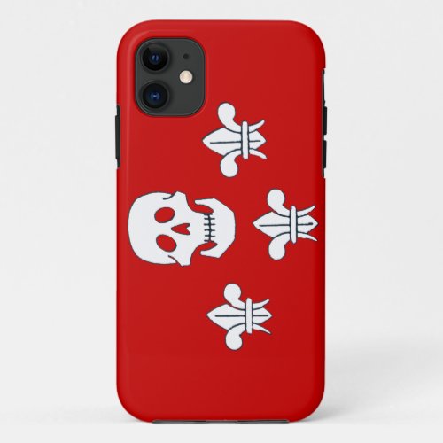 JOLLY ROGER SKULL AND THREE LILIES FLAG iPhone 11 CASE